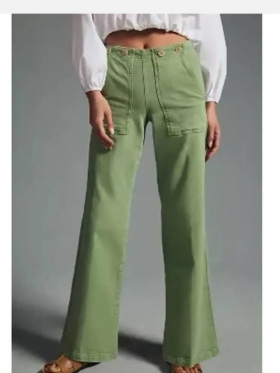 Pilcro Pants - Pilcro Anthropilogie Kit High-Rise Wide-Leg Utility Trousers Sage Green 32 Tall